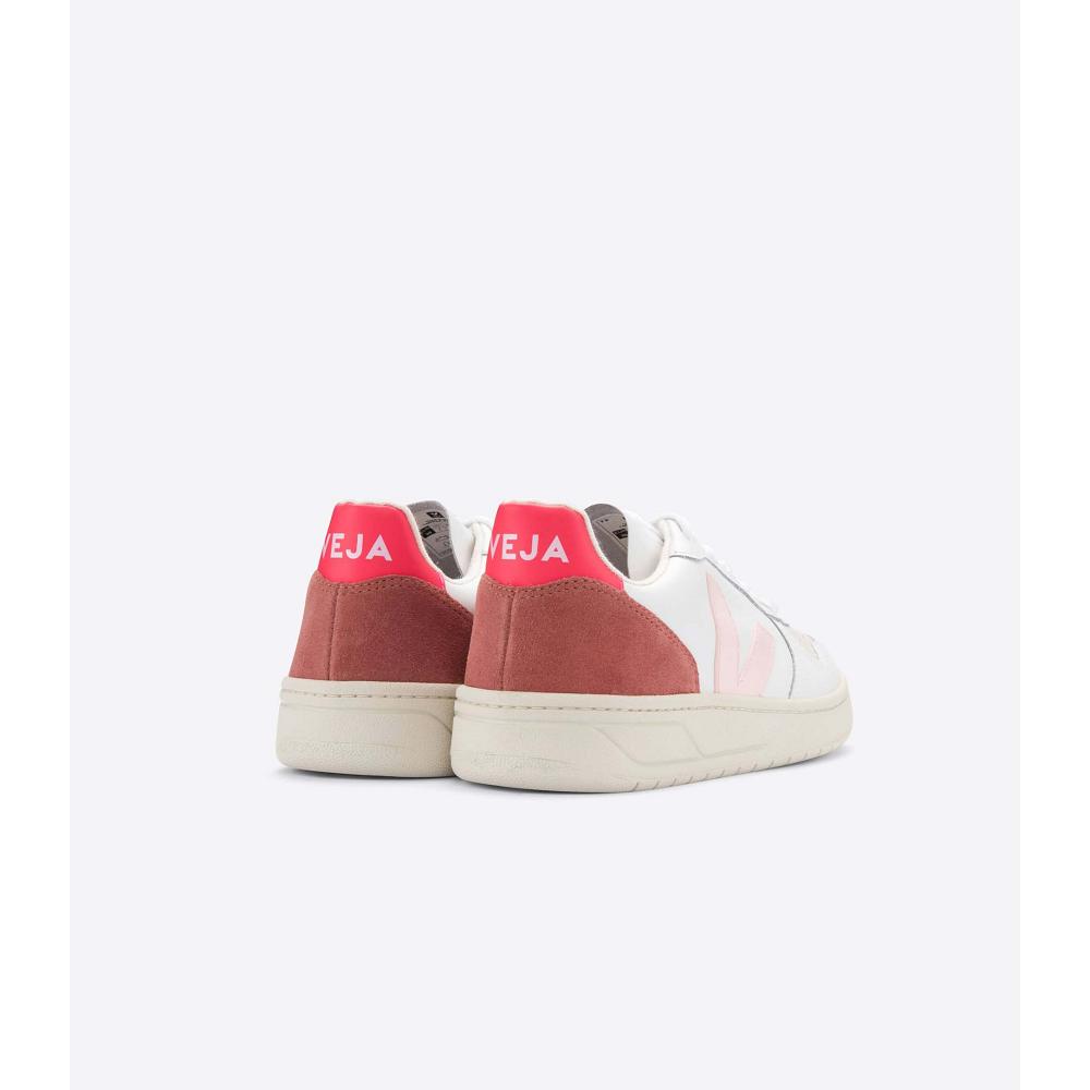 Veja V-10 LEATHER Joggesko Dame White/Red | NO 639BEX